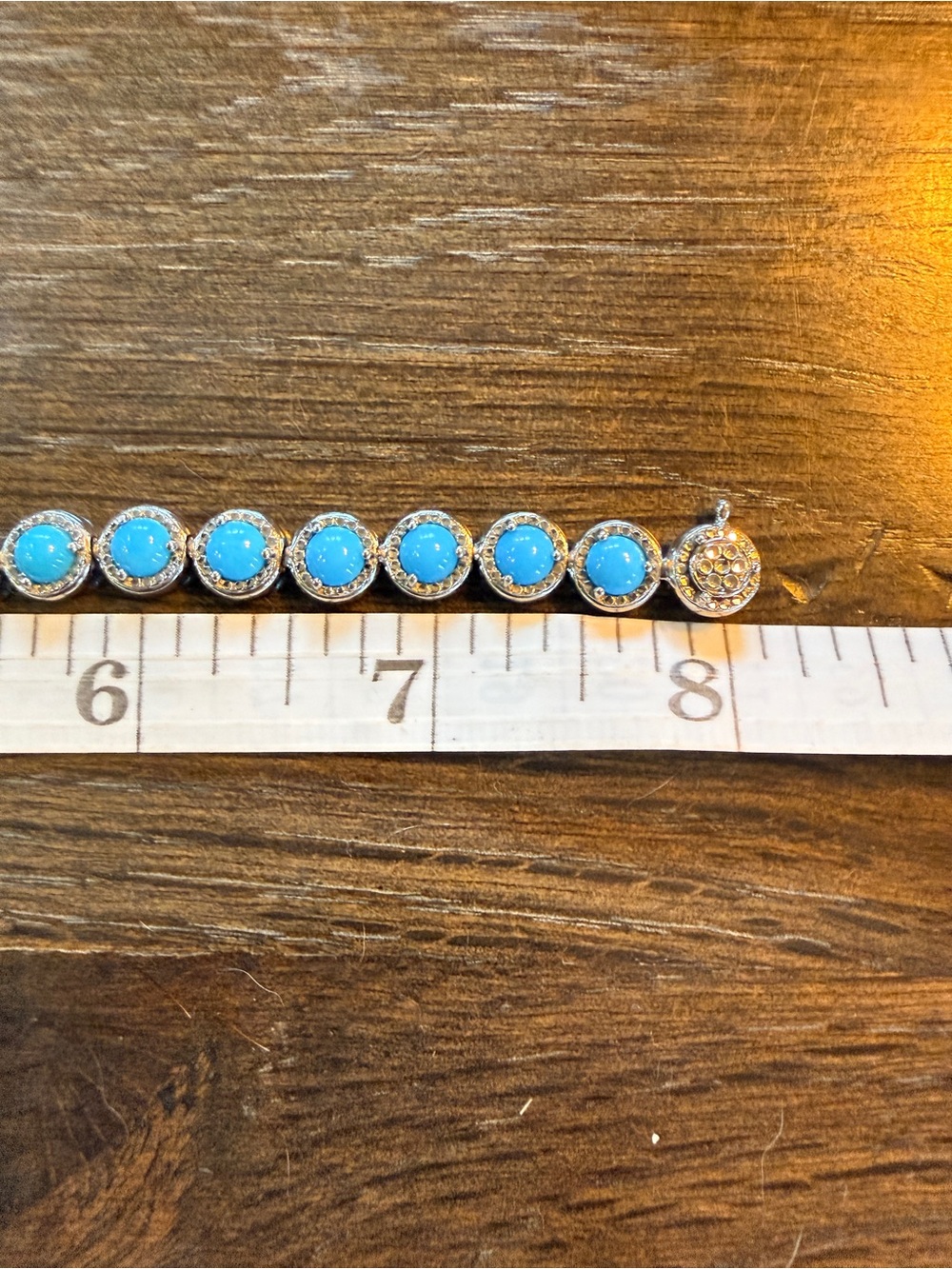 Sterling Silver and Turquoise Cabochon Women’s Tennis Bracelet 8” - Picture 9 of 11